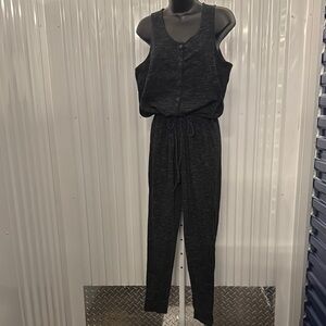 Madewell Grey and White Sleeveless Jumpsuit